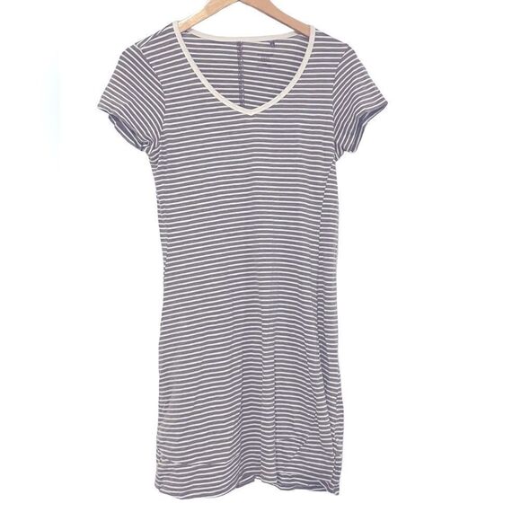 Toad & Co Organic Cotton Blend Grey Striped Dress - Picture 1 of 3